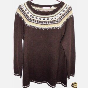 Fair Isle Nordic Pullover Knit Sweater S Cottagecore Cozy Winter Quiet Luxury